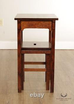 Arts & Crafts Mission Oak Antique Telephone Table with Stool