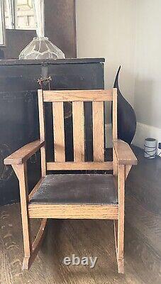 Arts & Crafts Mission Oak Childs Rocking Chair Goshen Manufacturing Co C 1910