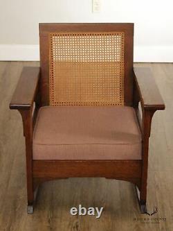Arts & Crafts Mission Style Antique Oak & Cane Rocking Chair