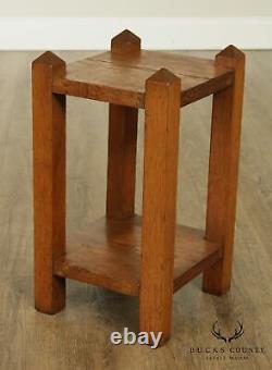Arts & Crafts Mission Style Square Oak Taboret, End Table
