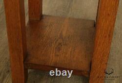 Arts & Crafts Mission Style Square Oak Taboret, End Table