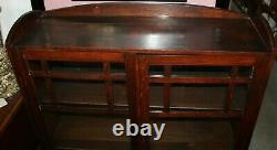 Arts & Crafts Mission Style, Two Door, Oak Bookcase with Three Shelves