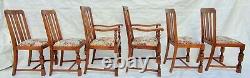 Arts & Crafts Mission Tiger Oak Set of 6 Dining with 2 Arm Chairs & 4 Side Chairs