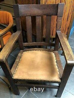 Arts & Crafts Oak Armchair Leather Mission Craftsman Chair Local Pick Up