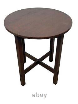 Arts & Crafts mission oak Quaint Stickley signed 24 inch round table original