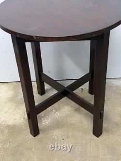 Arts & Crafts mission oak Quaint Stickley signed 24 inch round table original