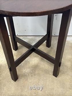 Arts & Crafts mission oak Quaint Stickley signed 24 inch round table original