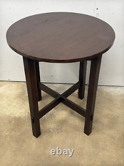 Arts & Crafts mission oak Quaint Stickley signed 24 inch round table original