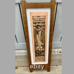 Arts and Crafts art Nouveau frame and print Mission Oak