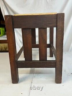Arts & crafts tiger oak foot stool mission project c 1910 stickley limbert bench