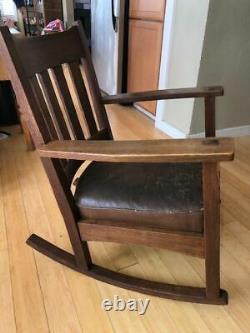 Ca. 1915 Chas. Stickley Mission Style Rocking Chair with Original Finish, a Gem