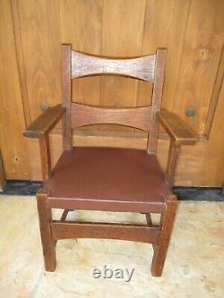 Child's Antique Limbert Oak Chair Mission Arts & Crafts Signed