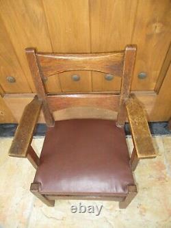 Child's Antique Limbert Oak Chair Mission Arts & Crafts Signed