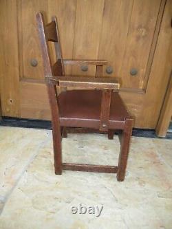 Child's Antique Limbert Oak Chair Mission Arts & Crafts Signed