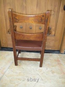 Child's Antique Limbert Oak Chair Mission Arts & Crafts Signed