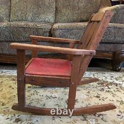 Childs 20 Mission Oak Rocker Rocking Chair Antique (possibly Stickley) Red seat
