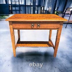 Early 1900s Antique Oak Single Drawer Accent Side Table