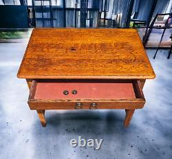 Early 1900s Antique Oak Single Drawer Accent Side Table