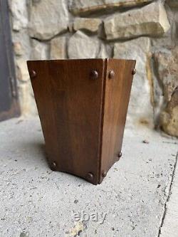Early 1900s Arts and Crafts Mission Oak Wastebasket