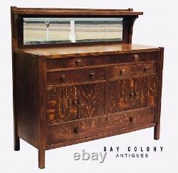 Early 20th C Arts & Crafts / Mission Oak Beveled Glass Sideboard / Server