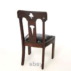 Eight Antique Arts & Crafts Limbert Style Mission Oak Celtic Cutout Chairs c1910
