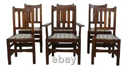 F49467EC Set Of 6 STICKLEY Antique Mission Oak Dining Room Chairs