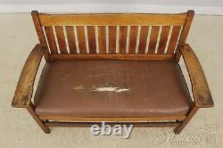 F56918EC Antique STICKLEY Attributed Mission Oak Settee Bench