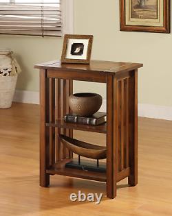 Furniture of America Maina Mission Antique Oak Side Table, Antique Oak