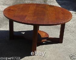 Genuine Antique L & JG STICKLEY Large Round 36 Table Quartersawn Oak