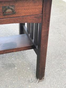 Genuine Antique Mission Arts & Crafts Library Table / Desk With 2 Drawers