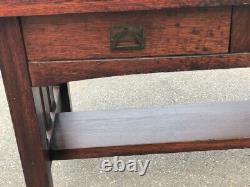Genuine Antique Mission Arts & Crafts Library Table / Desk With 2 Drawers