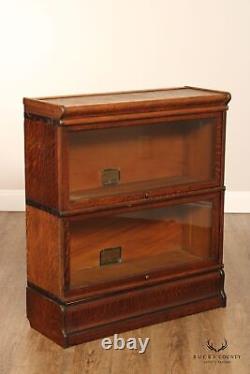 Globe Wernicke Antique Oak Two-Stack Barrister Bookcase
