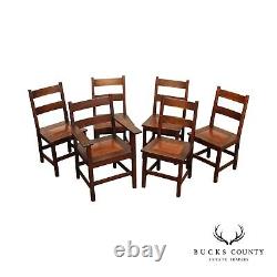 Gustav Stickley Antique Mission Oak Set Of Six Dining Chairs