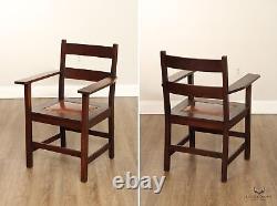 Gustav Stickley Antique Mission Oak Set Of Six Dining Chairs