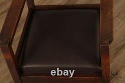 Gustav Stickley Antique Mission Oak and Leather Rocking Chair