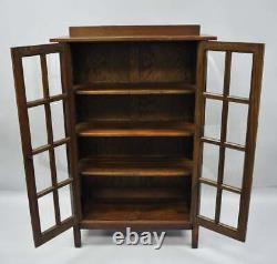 Gustav Stickley Mission Arts Crafts Oak Glass Door China Cabinet Curio Bookcase
