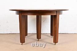 Gustav Stickley Mission Oak Arts & Crafts Extension Dining Table With Six Leaves