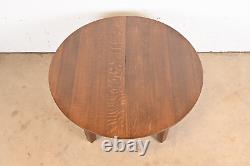 Gustav Stickley Mission Oak Arts & Crafts Extension Dining Table With Six Leaves