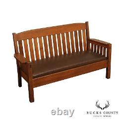 Harden Antique Mission Oak Slatted Settee