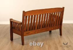 Harden Antique Mission Oak Slatted Settee