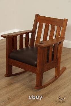 Harden Antique Mission Oak and Leather Rocking Chair