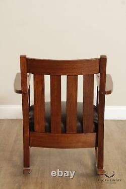 Harden Antique Mission Oak and Leather Rocking Chair