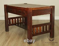 Harden Mission Style Arts and Crafts Antique 2 Drawer Library Table