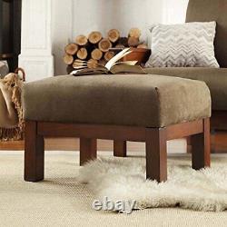 Hills Mission-style Oak and Olive Rectangular Ottoman Made From Microfiber