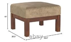 Hills Mission-style Oak and Olive Rectangular Ottoman Made From Microfiber