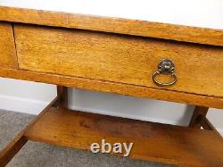 Historic OR RR Station Clerk Table Antique Arts Crafts Solid Oak Mission Desk