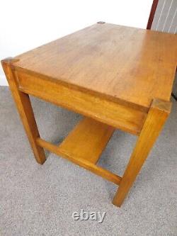 Historic OR RR Station Clerk Table Antique Arts Crafts Solid Oak Mission Desk