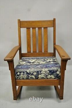 J. M. Young & Sons Antique Mission Oak Arts & Crafts Rocker Rocking Chair