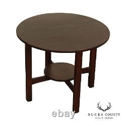 L. & J. G. Stickley Antique Mission Arts and Crafts Oak Round Lamp Table