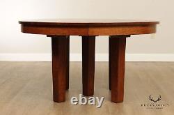 L. & J. G. Stickley Antique Mission Oak Five Leg Extendable Round Dining Table